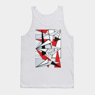 Black, White and Red Geometric Hand Drawing Tank Top